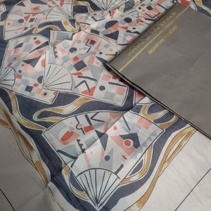 Vintage Karl Lagerfeld Silk Fan Scarf. 100% Silk. 32" Handscreened Square Scarf